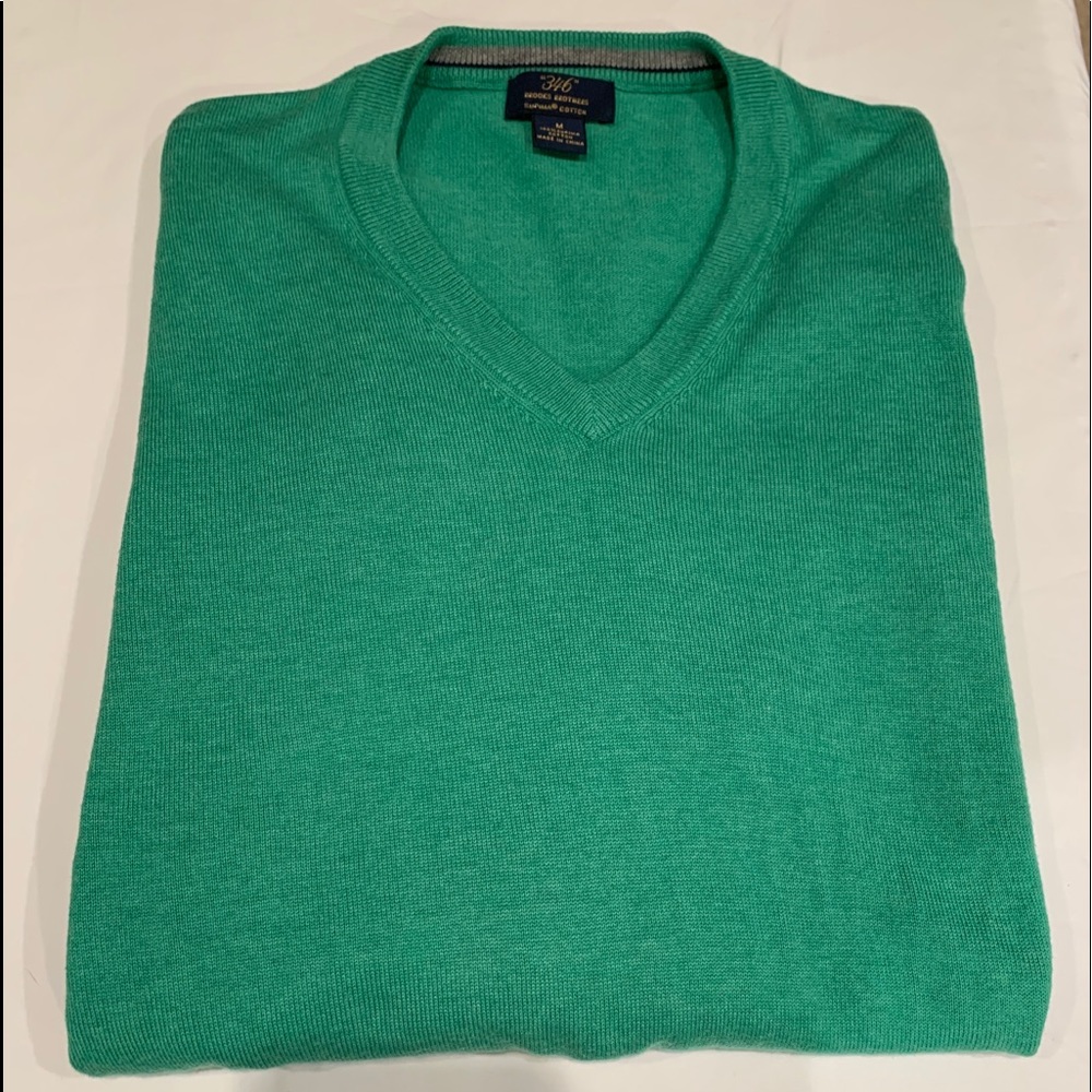 Brooks Brothers V Neck Sweater Green Size M